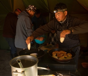 Baghi frying dumplings