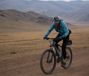 Lorna, as usual close to the front on the first big climb of the day