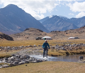 Neil crosses a river in quite an idyllic spot