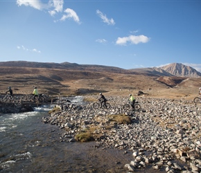 To start we had to head back up the river to cross a small bridge then return along the other bank