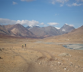 Lorna and Sharon head along the river valley