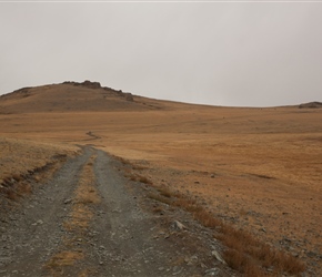 Near the top of the first long climb. There ate areas reminiscent of Dartmoor. We would bear right under the 'tor'