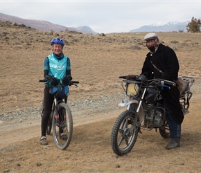 Sharon meets a local motorcyclist