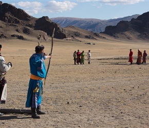 Arrow in flight at the archery contest