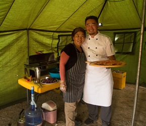 baghi and Boghi 9husband and wife, looked after us throughout the trip. baghi's cuisine was superb whilst his wife did everything to support. Here they are on our last meal in his chef whites