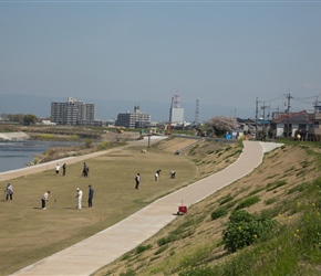 Ground golf is played by many elderly Japanese. Basically a cr