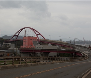 Close to the harbour we would have to cross three bridges to get to the ferry port, all had cyclepaths