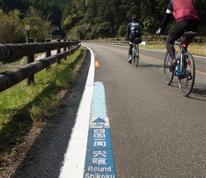 This would be a very pretty day. We left Hiwasa to head left along the coast along a quiet road, thoughtfully marked as a Cycleroute