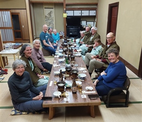 Evening meal at Misaki Kanko Hotel, where we were shown how to roll rice in seaweed