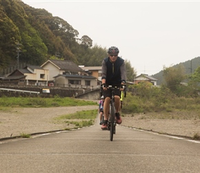 Colin crosses the Shimanto River