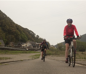 Anita crosses the Shimanto River