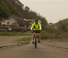 Shirley crosses the Shimanto River