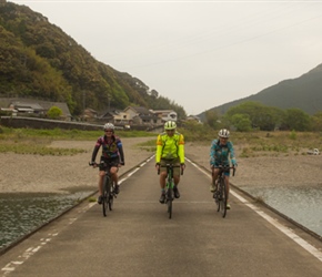 Jill, Jack and Christine cross the Shimanto River