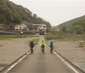 Jill, Jack and Christine cross the Shimanto River