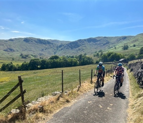 Marcus and Kate returning from Swinedale, along a traffic free road