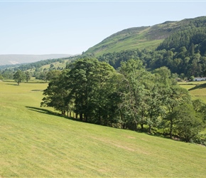 We followed a flat valley road from Dent to Sedbergh, in this case along the north of the river. Looking back towards Dent