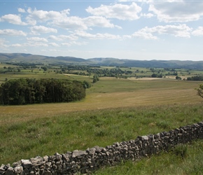 View from the top of Orton Bank , Orton and a fast descent below