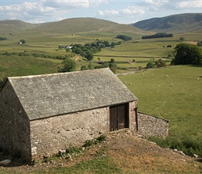 Barn and Howgills behind