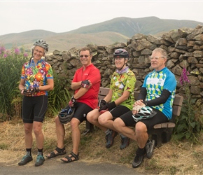 Viewpoint and very helpful seat overlooking the Howgills, as Martin, Dianne, Michelle and Marcus dicovered