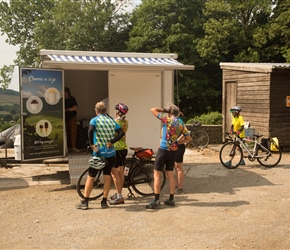 Selecting an ice cream at Howgill Ice Cream farm. We got there just after it opened, so 15 ice creams was quite an order