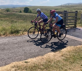 Lynne and Dianne cross cattle grid