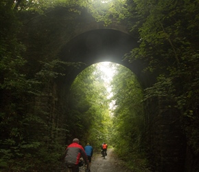 Andy along the railway path through Tavistock, where no trains run today, but there are several dismantled lines