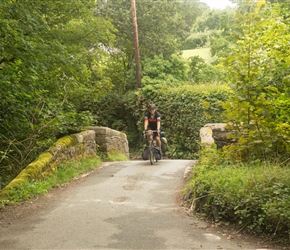 Dave crosses the bridge near Cornwood