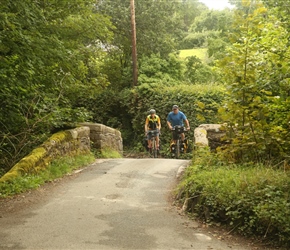 Will and Andy, over a bridge near Cornwood