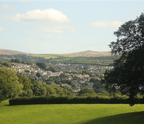 Having passed through Okehampton, we rejoined the Devon Coast to Coast. Looking back from the first climb illuminated Dartmoor over Okehampton