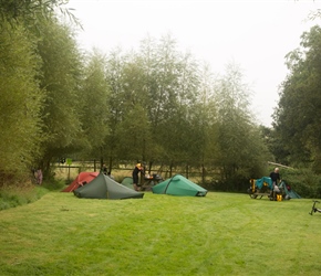 The campsite at Yarde Acre was small but fitted our cycle camping tents very nicely