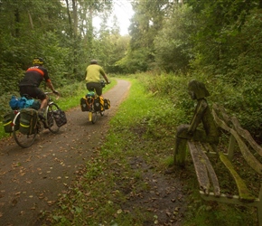 There were 3 benches decorated with carved figures on the Tarka Trail