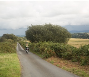 Lester heads back towards Okehampton near the Hallworthy Obelisk