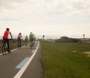 Jim heads along a raised section of the einawa Cycleway