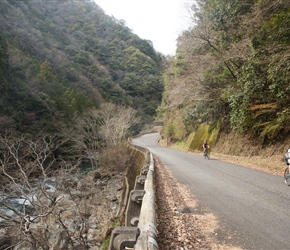 Sue descends by the Kiyo River