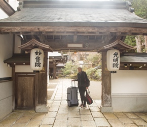 Christine ready to leave Koyasan Koumyouin