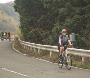 Jo leads the pack heading along the Katsura River