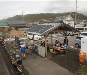 Our morning coffee stop at Nabari.We were well protected by the high sea wall that took some climbing to get this shot