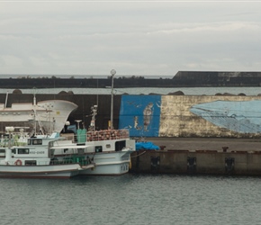 Muroto was built on whaling, now finished but this mural is a nod to its past