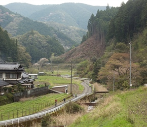 Taking the local road out Kainokawatokonabe at the start of a long climb