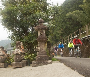 Ken leads the group heading out parallel to the railway from Kubokawa