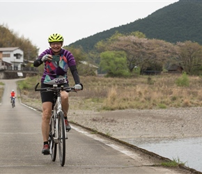 Sue crosses Okawa Bridge