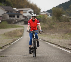 Anne crosses Okawa Bridge