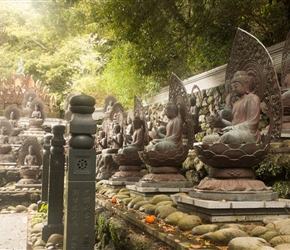 Behind the temple were a series of Buddha's. Some were replicated, but they made for quite a display over three rows