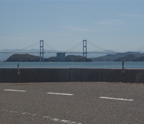 Christine with 2nd Kurushima-Kaikyo Bridge behind