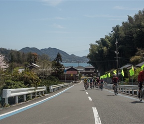 Climbing a hill on Oshima Island