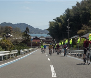 Gillian heads up the hill on Oshima Island