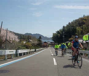 Sue heads up the hill on Oshima Island