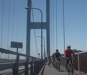 Ken crossing 2nd Kurushima-Kaikyo Bridge