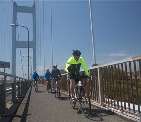 Ian crossing 2nd Kurushima-Kaikyo Bridge