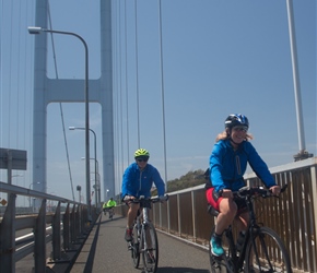 Sue and Sue crossing 2nd Kurushima-Kaikyo Bridge